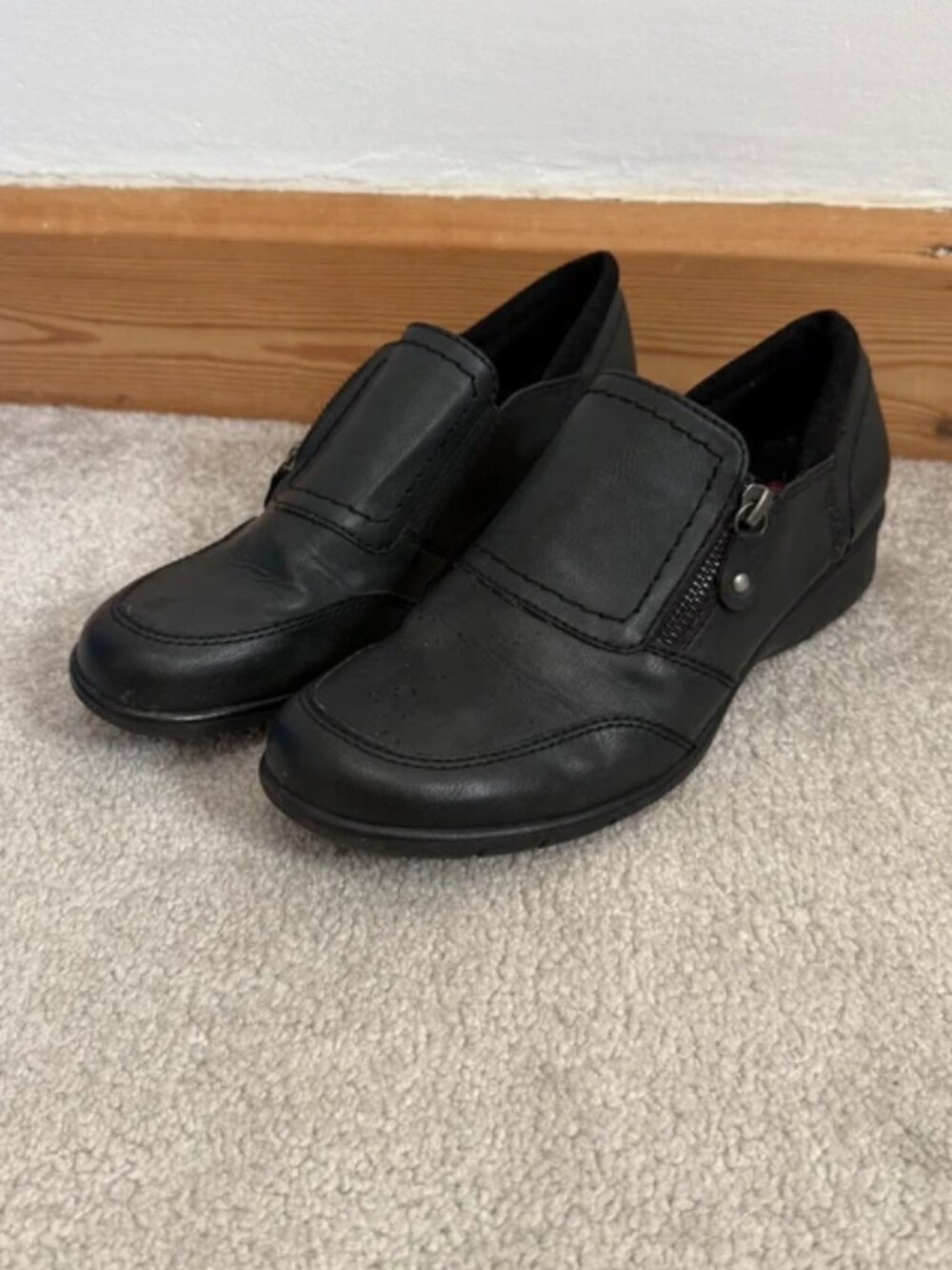 Pavers Black Leather Touch Fasten Shoes Size 5